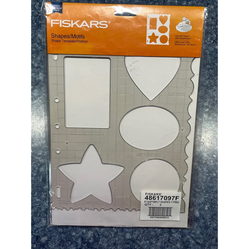 Fiskars Shapes Motifs Template 48617097F for Ultra ShapeExpress Star Heart Oval